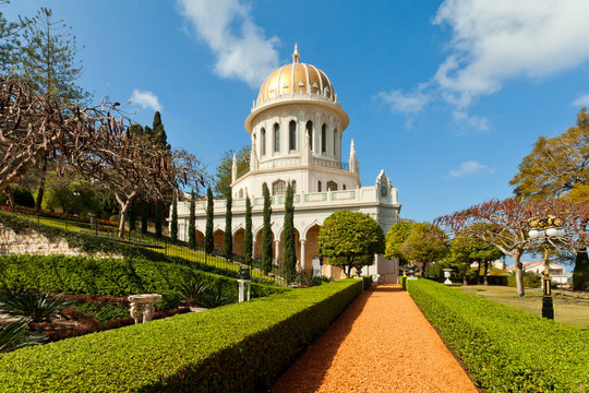 Bahai Gardens and golden Dome stock photo