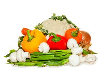 Colorful Vegetables arrangement isolated on white