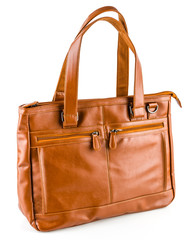 Leather bag isolated on white background