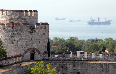Yedikule Castle Byzantine walls in Istanbul, Turkey
