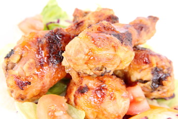 Fried chicken legs with side salad