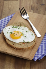 Spiegelei mit Kresse auf Mehrkornbrot