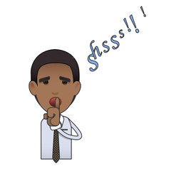 Businessman making silence gesture