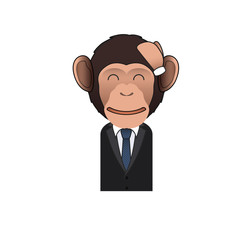 Happy Business monkey over isolated background. Vector design.