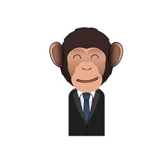 Happy Business monkey over isolated background. Vector design.