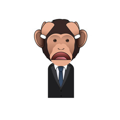 Sad Business monkey over white background. Vector design