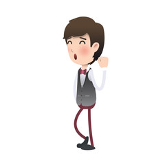 Happy waiter over isolated background. Vector design.
