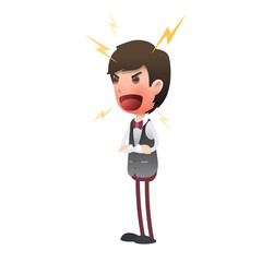 Angry waiter and shouting over white background. Vector design.