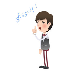 Man making silence gesture over white background. Vector design