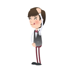 Hungry waiter over isolated background. Vector design.
