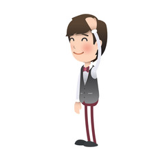 Flushed waiter over isolated background. Vector design.