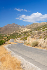 Country road in the mountains of Crete, Greece