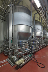 Fermentation department, interior of brewery, nobody