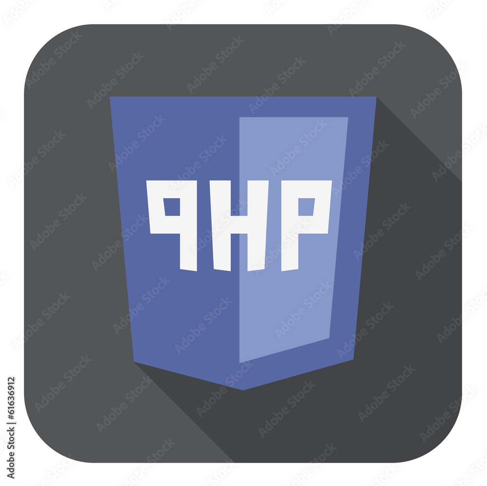Poster vector illustration of violet shield with php programming langua