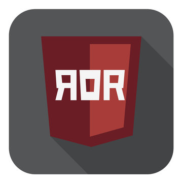 vector illustration of dark red shield with ruby on rails  sign
