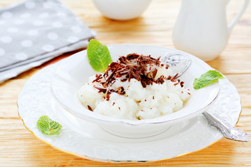 rice pudding with chocolate