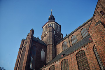 Fototapeta na wymiar Big window in church with blue sky