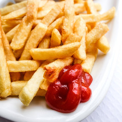 Golden French fries potatoes