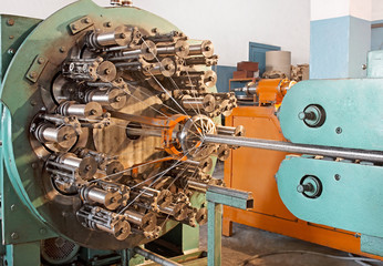 Braiding machine closeup.
