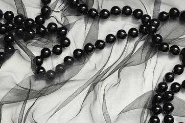 Black tulle and black beads