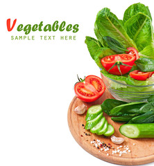 Fresh vegetables on the white with space for text