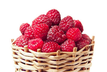 raspberries in a wooden basket