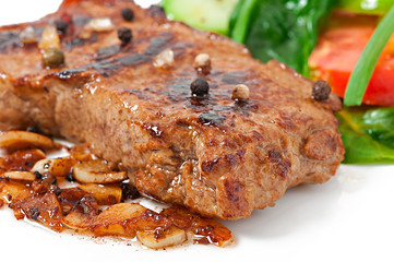 Grilled steak and vegetables