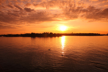 Fototapeta na wymiar Sunset in Helsinki