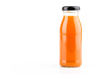 Orange juice bottle isolated white background