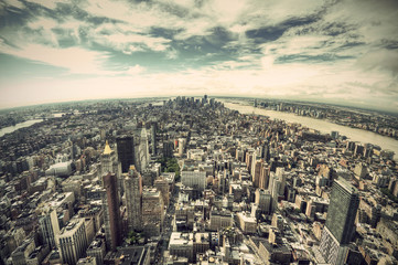 Naklejka na ściany i meble Panoramablick über Manhattan, New York City, USA, Vintage Style