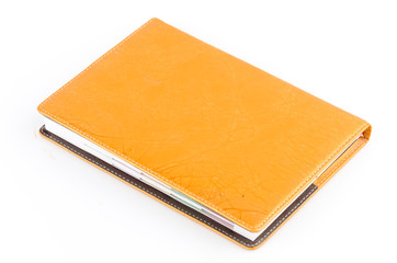 Leather notebook isolated white background