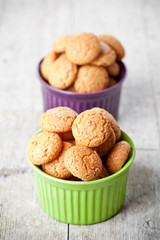 meringue almond cookies in bowls
