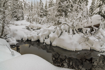 Creek under deep snow