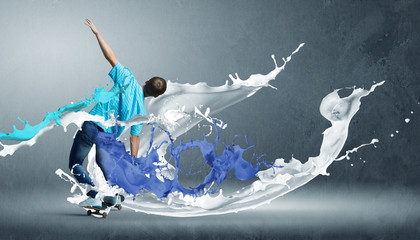 Teenager on skateboard © Sergey Nivens