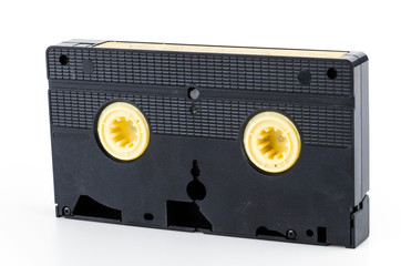 Old video tape isolated on white background