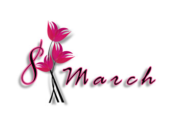 International Woman's Day on March 8th with pink flowers.