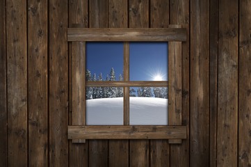 Winter Cabin Window