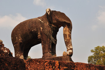 Fototapeta na wymiar Stone elephant at East Mebon Temple in Siem Reap, Cambodia