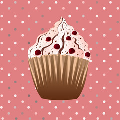 cranberries cupcake on the pink background