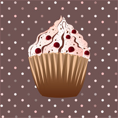 cranberries cupcake on the brown background