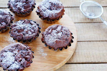 Homemade cupcakes with chocolate chunks