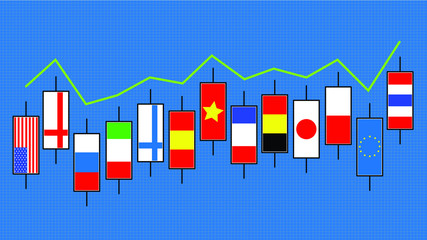 trade market with flag