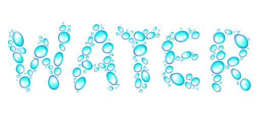Vector inscription made of water drops. Eco concept. Water splas
