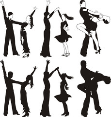 latin dance, ballroom dancing - silhouettes