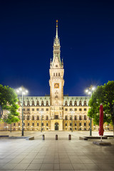 Hamburg Town Hall At Night