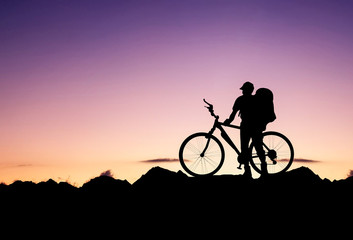 Fototapeta na wymiar Silhouette of biker. Sport and active life concept