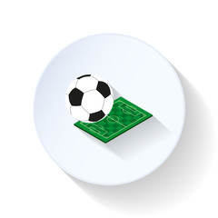 Soccer field and ball flat icon