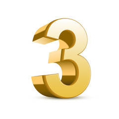 3d shiny golden number 3