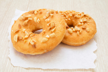 Peanut butter donuts on paper