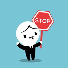 man with a stop sign